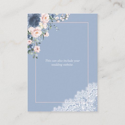 エレガントなダスティーブルーのフラワーレースの詳細 エンクロージャーカード (裏面)