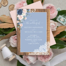 エレガントなダスティーブルーのブラッシュとラスティックウッドのレースのウェディング