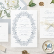 エレガントなダスティーブルーのヴィンテージ フラワー リース ウェディング