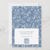 エレガントなダスティーブルーのヴィンテージQRコード招待状 結婚式 招待状 (裏面)