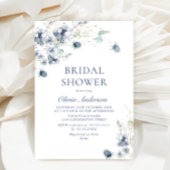エレガントなダスティーブルーの冬の葉 ブライダルシャワー 招待状