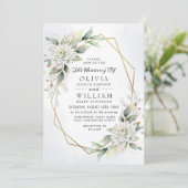 エレガントなダスティーブルーの水彩グリーンウェディング 招待状 (スタンド正面)
