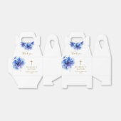 エレガントなダスティーブルーの水彩花イラストの洗礼記念品 フェイバーボックス (折り畳みなし)