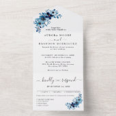 エレガントなダスティーブルーの水彩花束 オールインワン招待状 (内側)