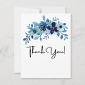 エレガントなダスティーブルーの水彩花束 サンキューカード (正面)
