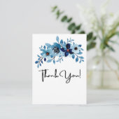 エレガントなダスティーブルーの水彩花束 サンキューカード (スタンド正面)