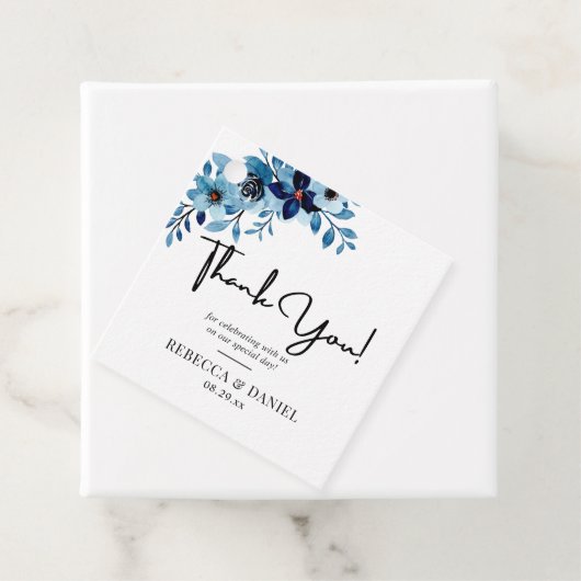 エレガントなダスティーブルーの水彩花束 フェイバータグ (インサイチュ)