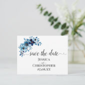 エレガントなダスティーブルーの水彩花束 案内ポストカード (スタンド正面)
