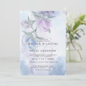 エレガントなダスティーブルーの水彩花 招待状 (スタンド正面)