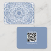 エレガントなダスティーブルーの白いレースの曼荼羅 クラシック エンクロージャーカード (正面/裏面)