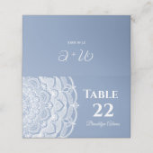 エレガントなダスティーブルーの白いレースの曼荼羅 クラシック プレイスカード (外部開封)