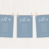 エレガントなダスティーブルーの結婚式テーブル番号と名前 招待状