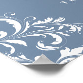 エレガントなダスティーブルーの結婚式写真ゲストブックサイン ポスター (角)