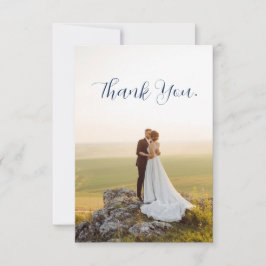 エレガントなダスティーブルーの花とユーカリの結婚式の写真 サンキューカード
