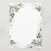 エレガントなダスティーブルーの花と緑豊かなウェディング セーブザデート (裏面)