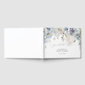 エレガントなダスティーブルーの花のブライズシャワー ゲストブック (全面)