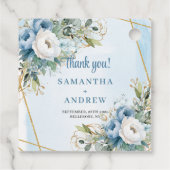 エレガントなダスティーブルーの花のユーカリのウェディングタグ フェイバータグ (裏面)