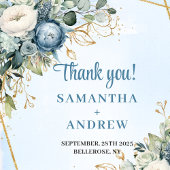 エレガントなダスティーブルーの花のユーカリのウェディングタグ フェイバータグ