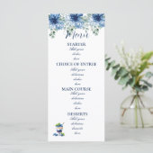 エレガントなダスティーブルーの花のユーカリの結婚式 メニュー (スタンド正面)