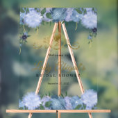 エレガントなダスティーブルーの花のヴィクトリアン風ブライズシャワー アクリルサイン (ニュートラル)