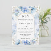 エレガントなダスティーブルーの花園モノグラム結婚式 招待状 (スタンド正面)