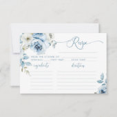 エレガントなダスティーブルーの花嫁のためのレシピカード (正面)