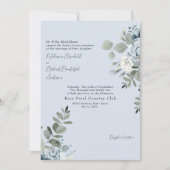 エレガントなダスティーブルーの花嫁の親の招待状 招待状 (正面)