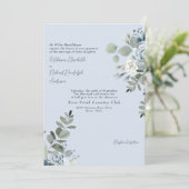 エレガントなダスティーブルーの花嫁両親の招待状 招待状 (スタンド正面)