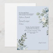 エレガントなダスティーブルーの花嫁両親の招待状 招待状 (正面/裏面)