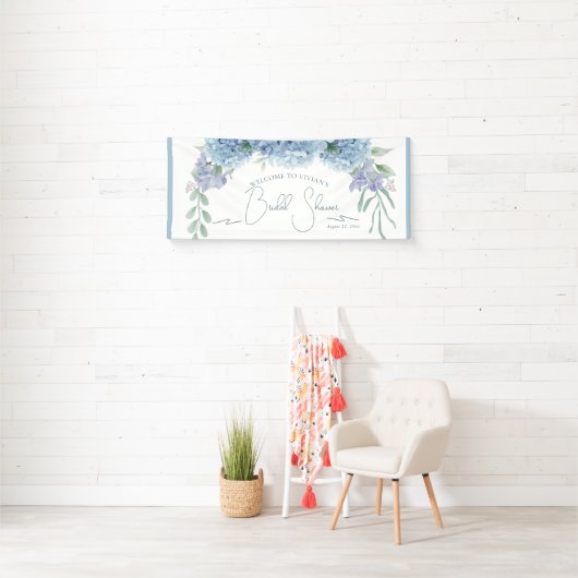 エレガントなダスティーブルーの花束 ブライダルシャワー 横断幕 (インサイチュ)