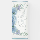 エレガントなダスティーブルーの花束 ブライダルシャワー 横断幕 (縦)