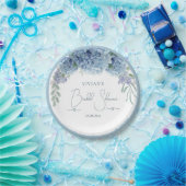 エレガントなダスティーブルーの花束 ペーパープレート (パーティー)