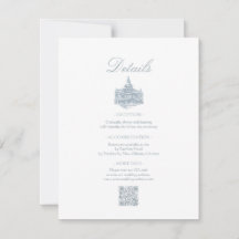 エレガントなダスティーブルーの花柄ボーダー結婚式詳細