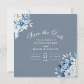 エレガントなダスティーブルーの野の花 Save the Date カード (正面)