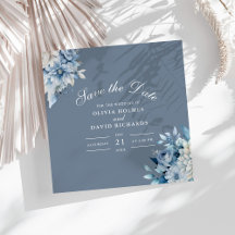 エレガントなダスティーブルーの野の花 Save the Date カード