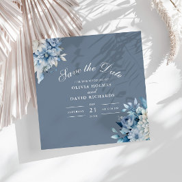 エレガントなダスティーブルーの野の花 Save the Date カード