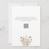 エレガントなダスティーブルーの野生の花の水彩画ウェディング 招待状 (裏面)
