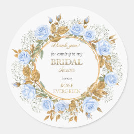 エレガントなダスティーブルーローズとベイビーズブレスに感謝 ラウンドシール