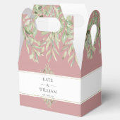 エレガントなダスティーローズとグリーンウェディング フェイバーボックス (オープン)