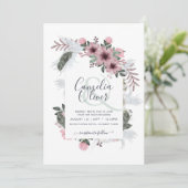エレガントなダスティーローズアンパサンド フローラルアーチ ウェディング 招待状 (スタンド正面)