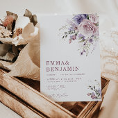 エレガントなダスティー・マウブ & ラベンダー ウェディング フラワール 招待状