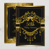 エレガントなダマスクゴールド 50周年 招待状 (正面/裏面)