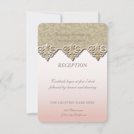 エレガントなダマスク柄のウェディングパーティー 招待状 (正面)