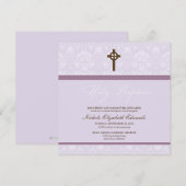 エレガントなダマスク柄 洗礼招待状（ラベンダー） 招待状 (正面/裏面)