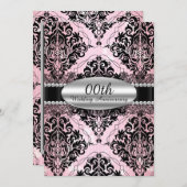 エレガントなダマスク結婚記念日招待状 招待状 (正面/裏面)