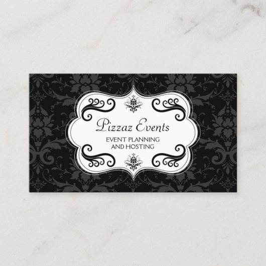 エレガントなダマスク織および渦巻 名刺 (正面)