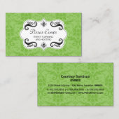 エレガントなダマスク織および渦巻 名刺 (正面/裏面)