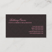 エレガントなダマスク織のイベントの調整者 名刺 (裏面)