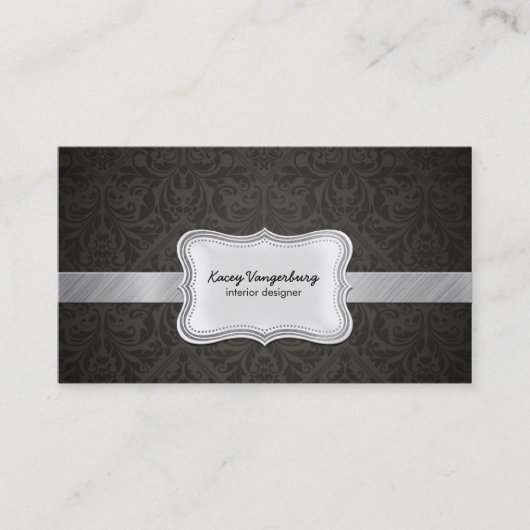 エレガントなダマスク織のインテリア・デザインの名刺 名刺 (正面)