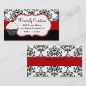 エレガントなダマスク織のカップケーキのベーカリーの名刺 名刺 (正面/裏面)